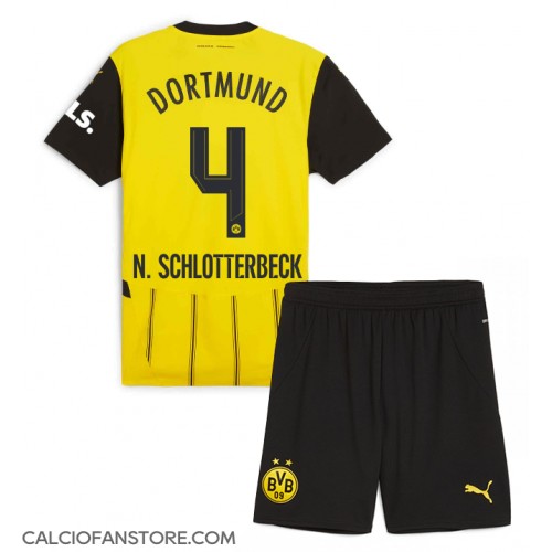 Maglia Calcio Borussia Dortmund Nico Schlotterbeck #4 Prima Divisa Bambino 2024-25 Manica Corta (+ pantaloncini)